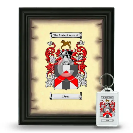Deer Framed Coat of Arms and Keychain - Black