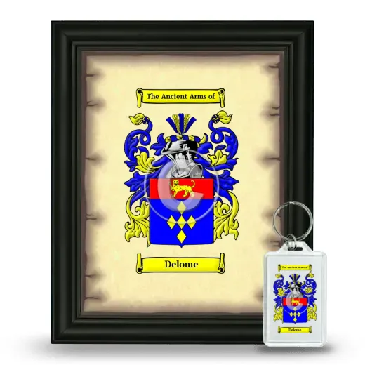 Delome Framed Coat of Arms and Keychain - Black