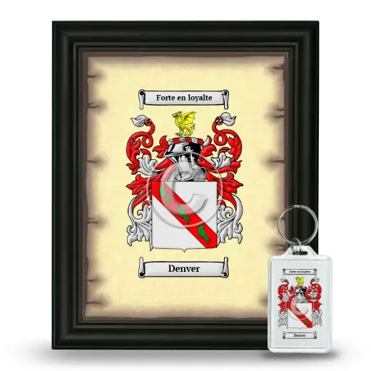 Denver Framed Coat of Arms and Keychain - Black