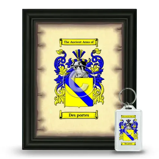 Des portes Framed Coat of Arms and Keychain - Black