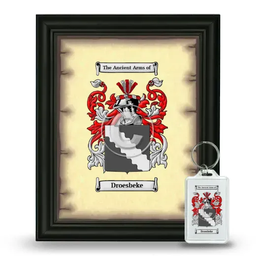 Droesbeke Framed Coat of Arms and Keychain - Black
