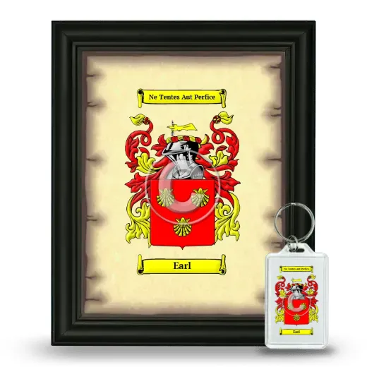 Earl Framed Coat of Arms and Keychain - Black