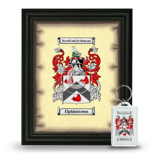 Elphinstown Framed Coat of Arms and Keychain - Black