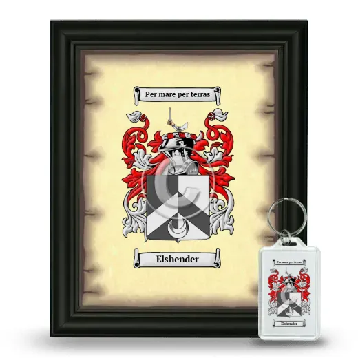 Elshender Framed Coat of Arms and Keychain - Black