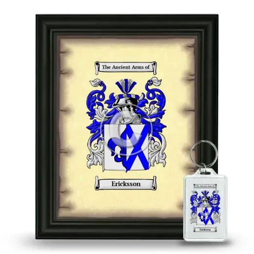 Ericksson Framed Coat of Arms and Keychain - Black