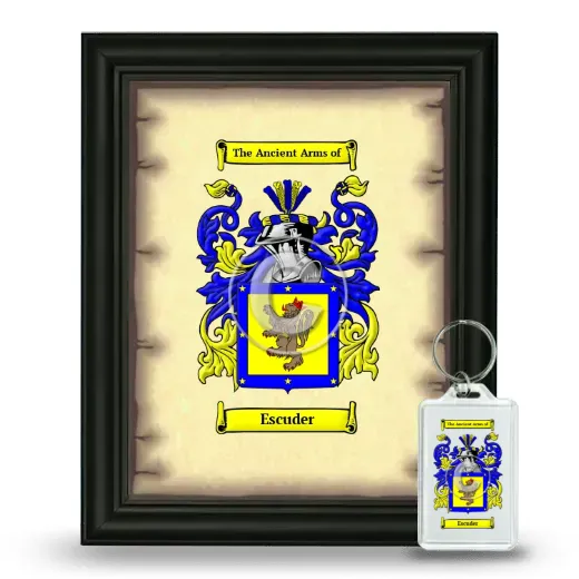 Escuder Framed Coat of Arms and Keychain - Black