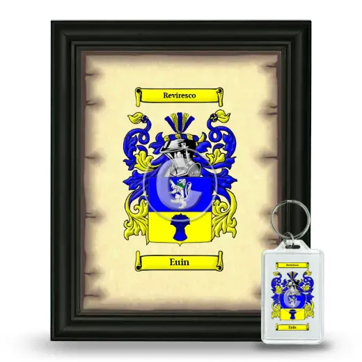 Euin Framed Coat of Arms and Keychain - Black