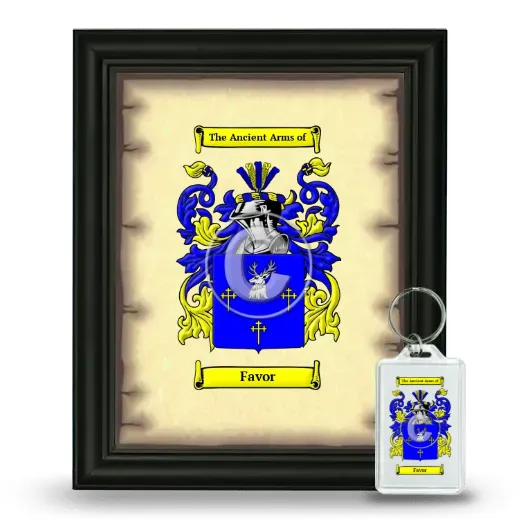 Favor Framed Coat of Arms and Keychain - Black