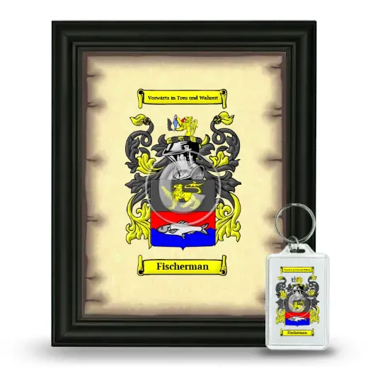Fischerman Framed Coat of Arms and Keychain - Black