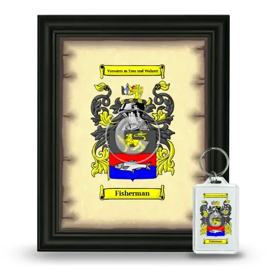 Fisherman Framed Coat of Arms and Keychain - Black