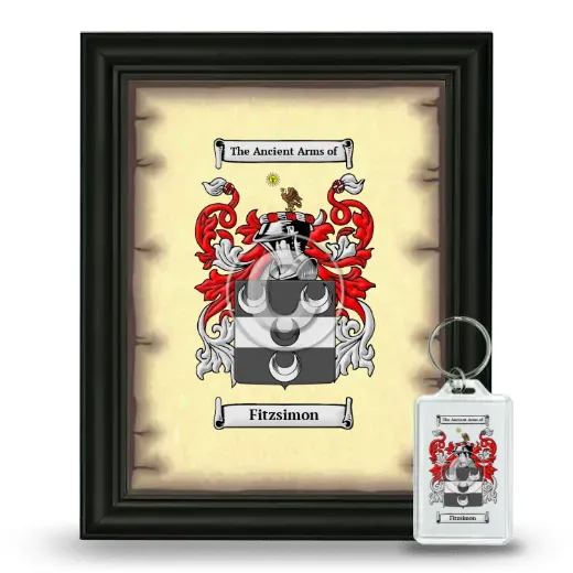 Fitzsimon Framed Coat of Arms and Keychain - Black