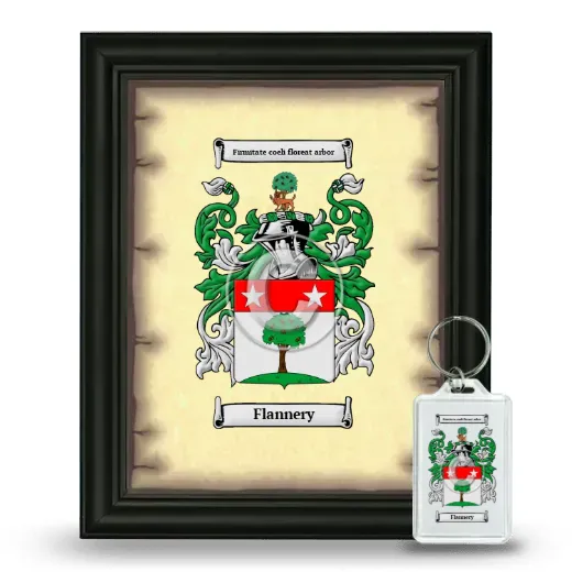 Flannery Framed Coat of Arms and Keychain - Black