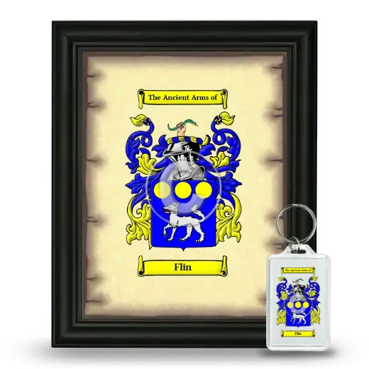 Flin Framed Coat of Arms and Keychain - Black