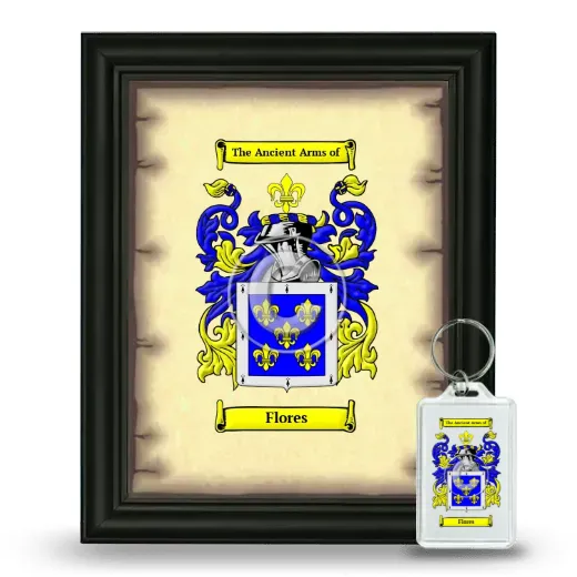 Flores Framed Coat of Arms and Keychain - Black