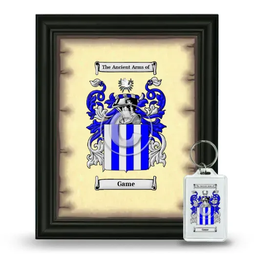 Game Framed Coat of Arms and Keychain - Black