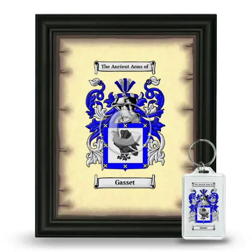 Gasset Framed Coat of Arms and Keychain - Black