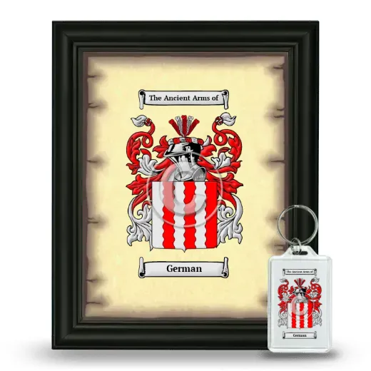 German Framed Coat of Arms and Keychain - Black