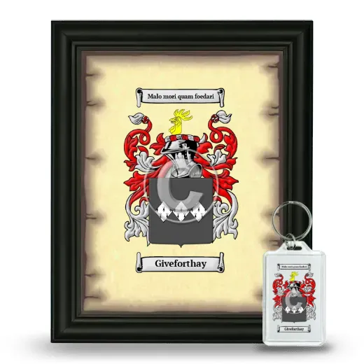 Giveforthay Framed Coat of Arms and Keychain - Black