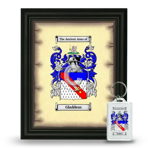 Gladdens Framed Coat of Arms and Keychain - Black
