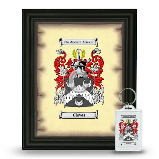 Gloves Framed Coat of Arms and Keychain - Black