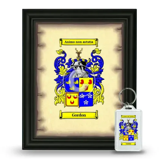 Gordon Framed Coat of Arms and Keychain - Black