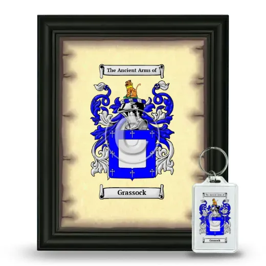 Grassock Framed Coat of Arms and Keychain - Black