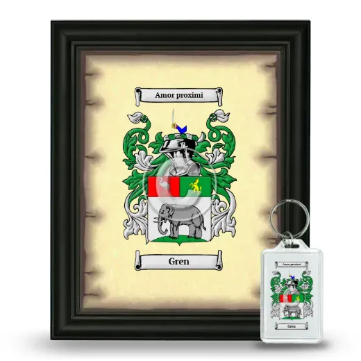 Gren Framed Coat of Arms and Keychain - Black