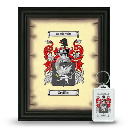 Gryffon Framed Coat of Arms and Keychain - Black