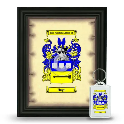 Haga Framed Coat of Arms and Keychain - Black