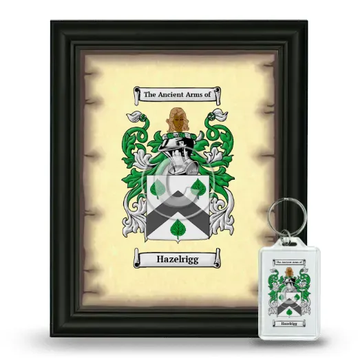 Hazelrigg Framed Coat of Arms and Keychain - Black