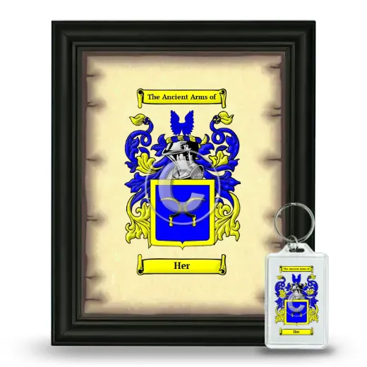 Her Framed Coat of Arms and Keychain - Black