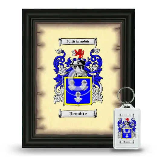 Hermitte Framed Coat of Arms and Keychain - Black