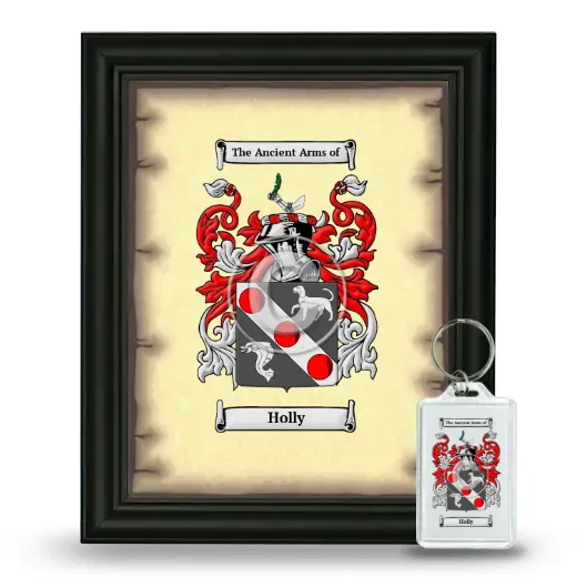 Holly Framed Coat of Arms and Keychain - Black