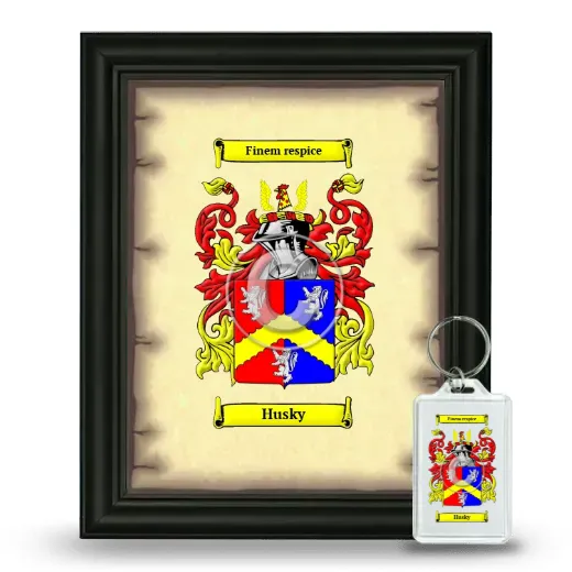 Husky Framed Coat of Arms and Keychain - Black