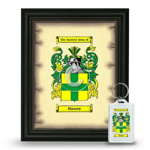 Hussey Framed Coat of Arms and Keychain - Black