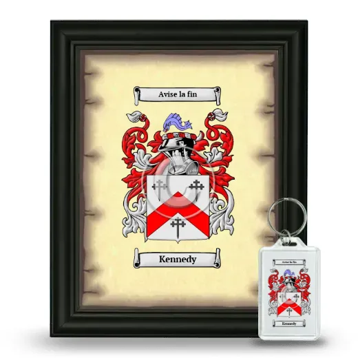 Kennedy Framed Coat of Arms and Keychain - Black