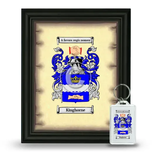 Kinghorne Framed Coat of Arms and Keychain - Black