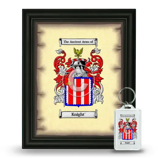 Knight' Framed Coat of Arms and Keychain - Black
