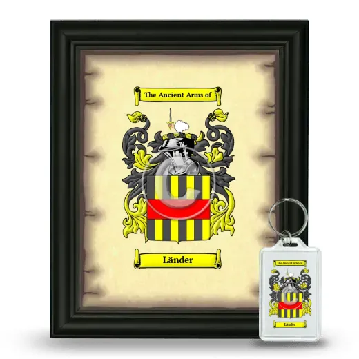 Länder Framed Coat of Arms and Keychain - Black
