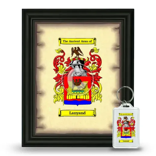 Lanyand Framed Coat of Arms and Keychain - Black