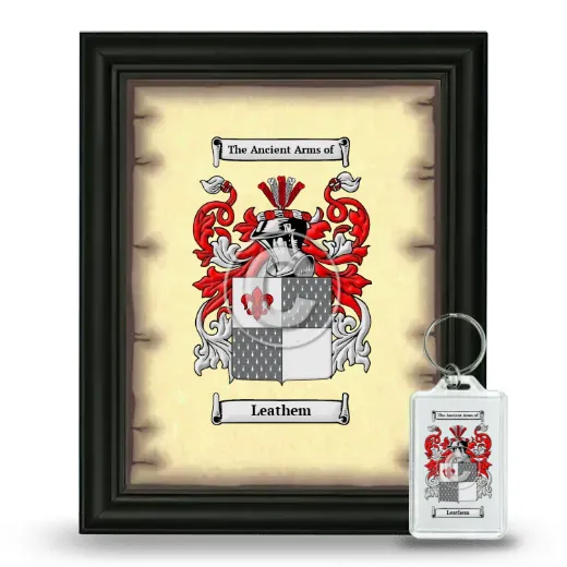 Leathem Framed Coat of Arms and Keychain - Black