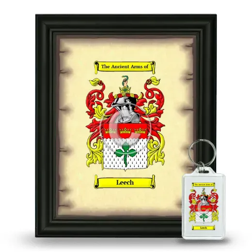 Leech Framed Coat of Arms and Keychain - Black