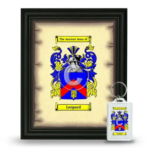 Leopard Framed Coat of Arms and Keychain - Black
