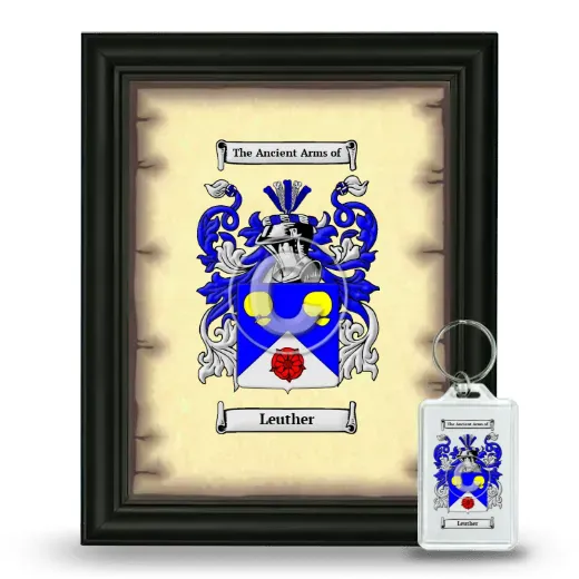 Leuther Framed Coat of Arms and Keychain - Black