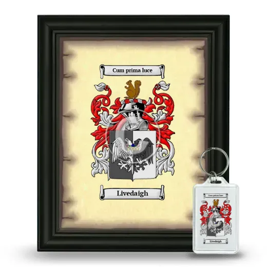 Livedaigh Framed Coat of Arms and Keychain - Black