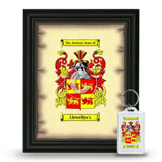 Llewellyn's Framed Coat of Arms and Keychain - Black