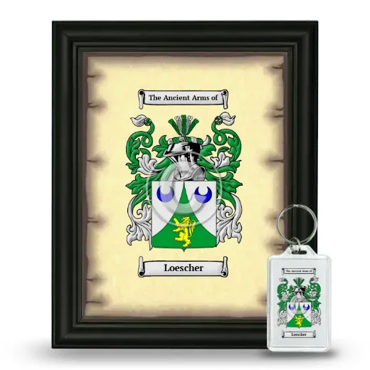 Loescher Framed Coat of Arms and Keychain - Black