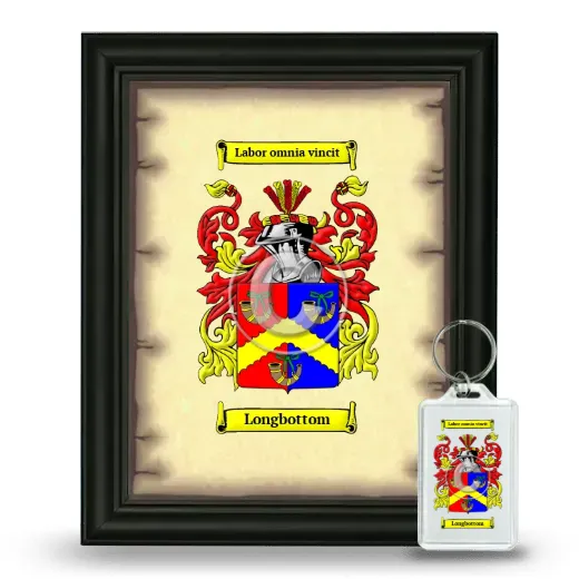 Longbottom Framed Coat of Arms and Keychain - Black