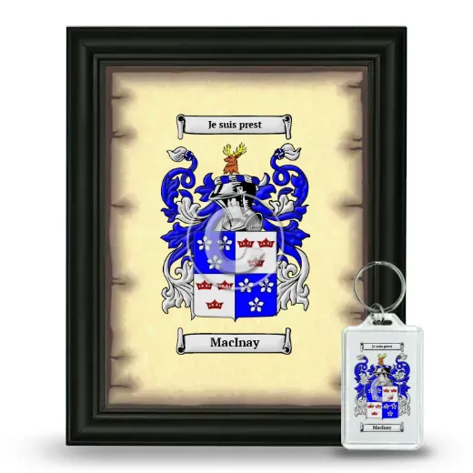 MacInay Framed Coat of Arms and Keychain - Black