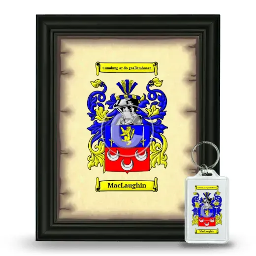 MacLaughin Framed Coat of Arms and Keychain - Black
